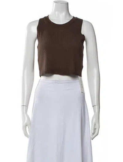 Pre-owned Cotton Citizen Scoop Neck Sleeveless Crop Top In Brown