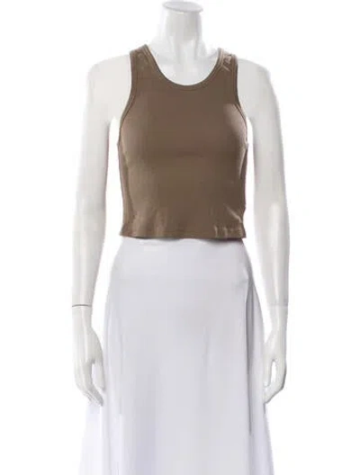 Pre-owned Cotton Citizen Scoop Neck Sleeveless Crop Top In Green