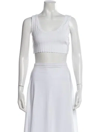Pre-owned Cotton Citizen Scoop Neck Sleeveless Crop Top In White