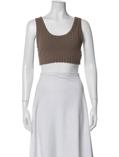 Pre-owned Cotton Citizen Scoop Neck Sleeveless Crop Top In White