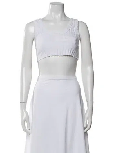 Pre-owned Cotton Citizen Scoop Neck Sleeveless Crop Top In White