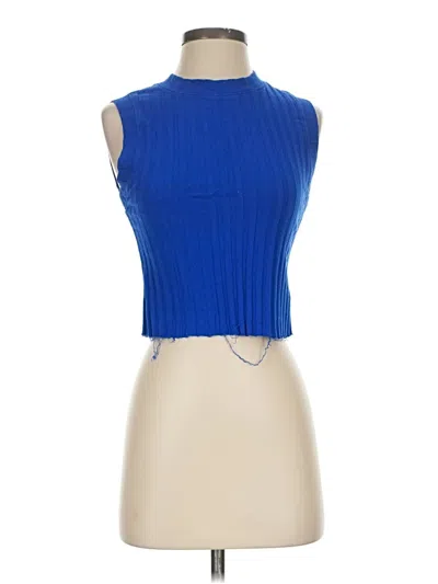 Pre-owned Cotton Citizen Sleeveless Top Blue Halter Neckline Tops