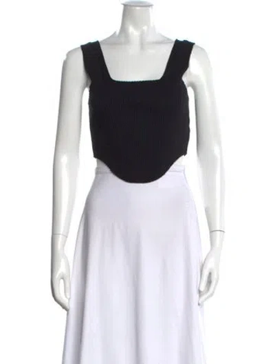 Pre-owned Cotton Citizen Square Neckline Sleeveless Crop Top In Black
