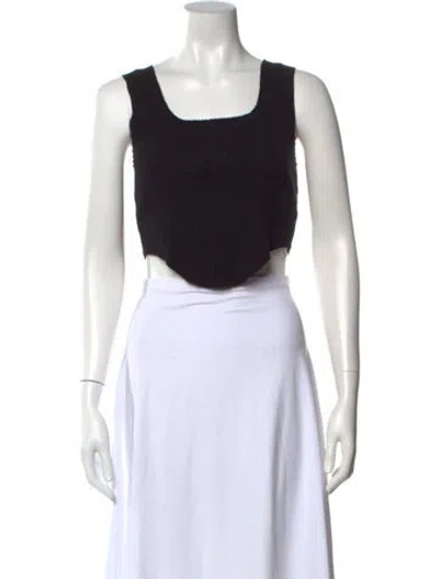 Pre-owned Cotton Citizen Square Neckline Sleeveless Crop Top In Black