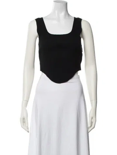Pre-owned Cotton Citizen Square Neckline Sleeveless Crop Top In Black