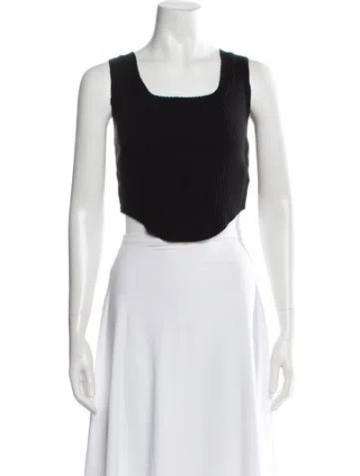 Pre-owned Cotton Citizen Square Neckline Sleeveless Crop Top In Black