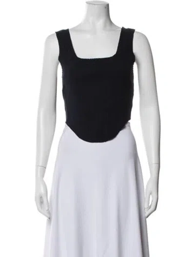 Pre-owned Cotton Citizen Square Neckline Sleeveless Crop Top In Black