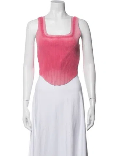 Pre-owned Cotton Citizen Square Neckline Sleeveless Crop Top In Pink