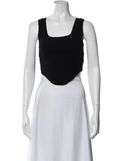 Pre-owned Cotton Citizen Square Neckline Sleeveless Crop Top W/ Tags In Black