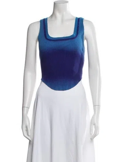 Pre-owned Cotton Citizen Square Neckline Sleeveless Crop Top W/ Tags In Blue