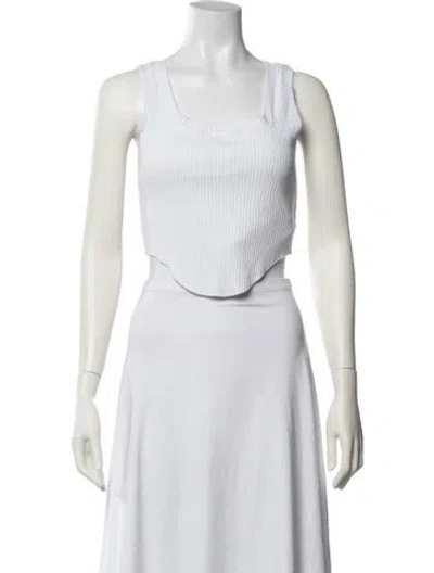 Pre-owned Cotton Citizen Square Neckline Sleeveless Crop Top In White