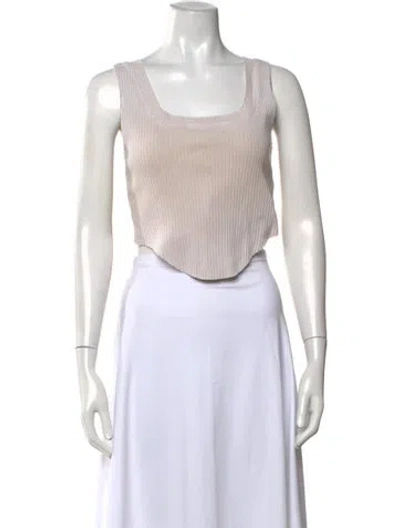 Pre-owned Cotton Citizen Square Neckline Sleeveless Crop Top In White