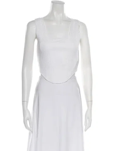 Pre-owned Cotton Citizen Square Neckline Sleeveless Crop Top In White