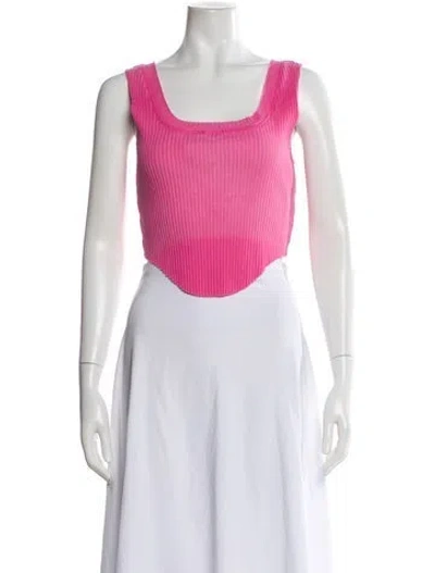 Pre-owned Cotton Citizen Square Neckline Sleeveless Top In Pink