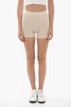 Cotton Citizen Stretch Cotton Ribbed Shorts In Beige