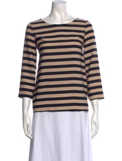 Pre-owned Cotton Citizen Striped Bateau Neckline T-shirt In Neutral