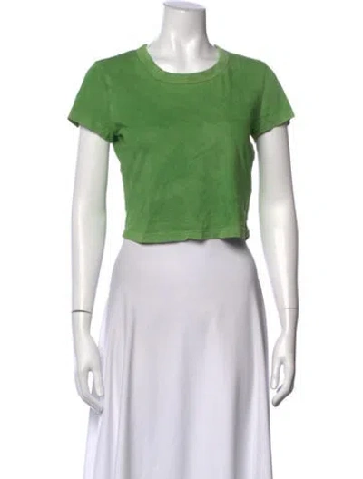Pre-owned Cotton Citizen Supima Cotton Crew Neck Crop Top In Green