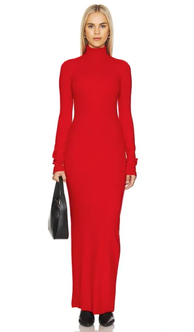 Cotton Citizen The Verona Turtleneck Maxi Dress In 樱桃红