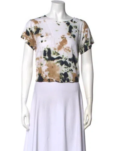 Pre-owned Cotton Citizen Tie-dye Print Bateau Neckline Crop Top In Blue