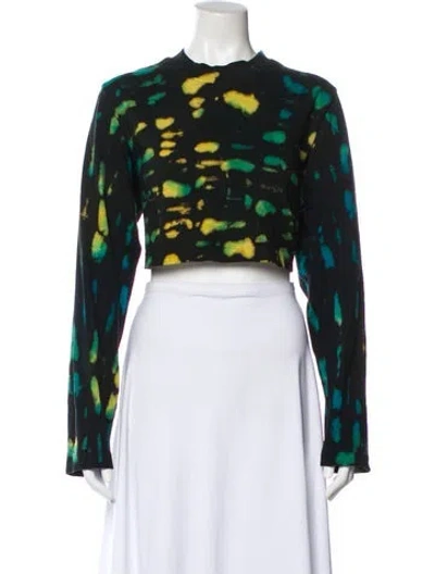 Pre-owned Cotton Citizen Tie-dye Print Crew Neck Crop Top In Black