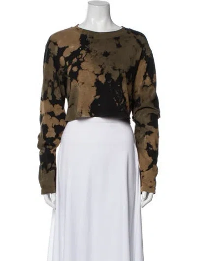 Pre-owned Cotton Citizen Tie-dye Print Crew Neck Crop Top In Black