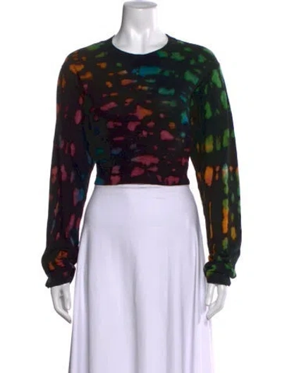 Pre-owned Cotton Citizen Tie-dye Print Crew Neck Crop Top In Black
