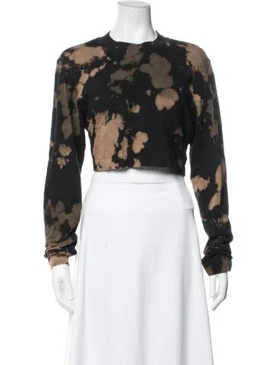 Pre-owned Cotton Citizen Tie-dye Print Crew Neck Crop Top In Black