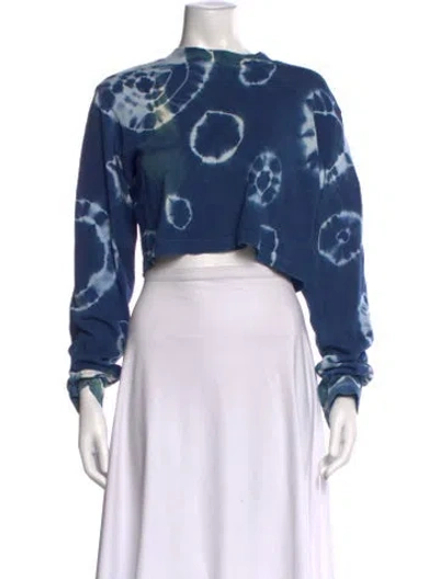 Pre-owned Cotton Citizen Tie-dye Print Crew Neck Crop Top In Blue