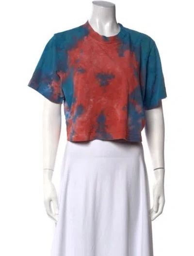 Pre-owned Cotton Citizen Tie-dye Print Crew Neck Crop Top In Blue