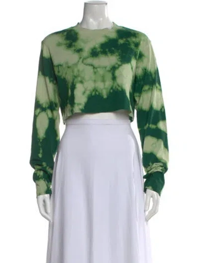 Pre-owned Cotton Citizen Tie-dye Print Crew Neck Crop Top In Green