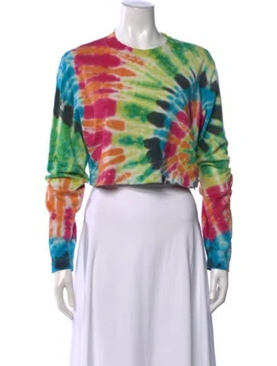 Pre-owned Cotton Citizen Tie-dye Print Crew Neck Crop Top In Multi