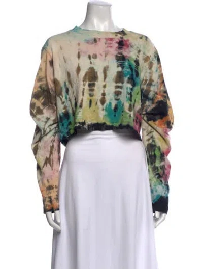 Pre-owned Cotton Citizen Tie-dye Print Crew Neck Crop Top In Multicolor