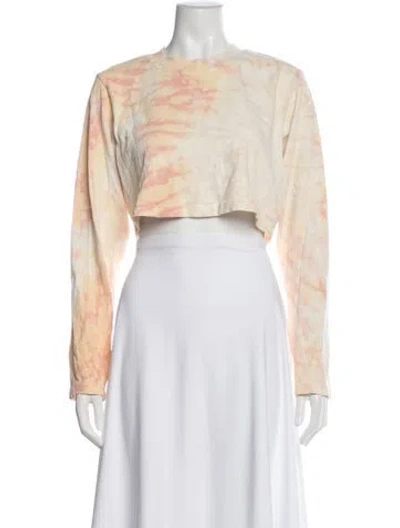 Pre-owned Cotton Citizen Tie-dye Print Crew Neck Crop Top In Neutral