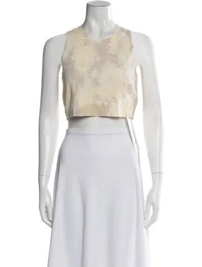 Pre-owned Cotton Citizen Tie-dye Print Crew Neck Crop Top In Neutral