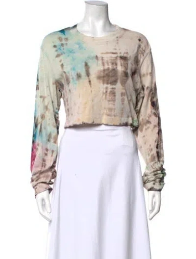 Pre-owned Cotton Citizen Tie-dye Print Crew Neck Crop Top In Neutrals