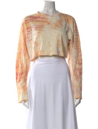 Pre-owned Cotton Citizen Tie-dye Print Crew Neck Crop Top In Orange