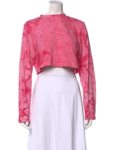 Pre-owned Cotton Citizen Tie-dye Print Crew Neck Crop Top In Pink