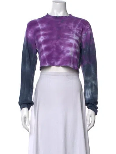 Pre-owned Cotton Citizen Tie-dye Print Crew Neck Crop Top In Purple