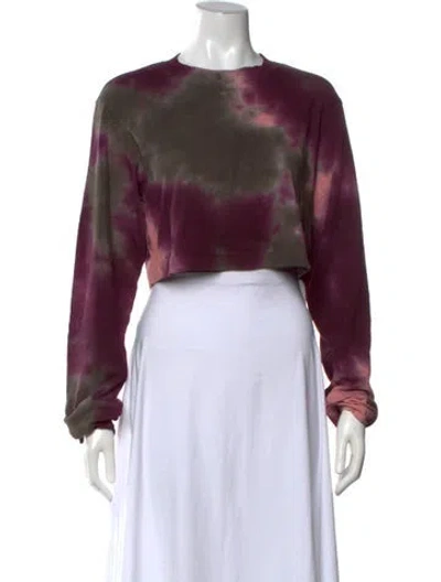 Pre-owned Cotton Citizen Tie-dye Print Crew Neck Crop Top In Purple