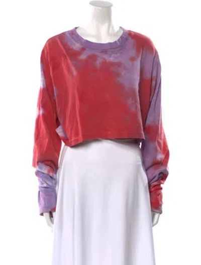 Pre-owned Cotton Citizen Tie-dye Print Crew Neck Crop Top In Red