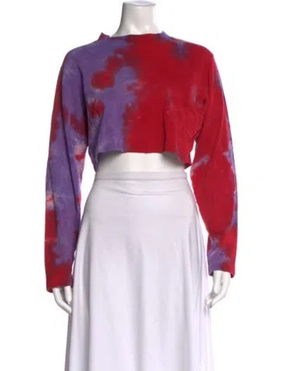 Pre-owned Cotton Citizen Tie-dye Print Crew Neck Crop Top In Red