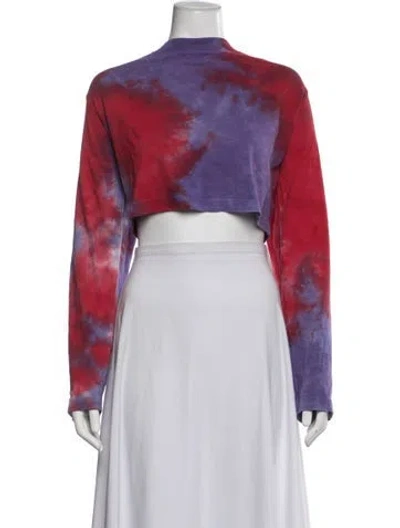 Pre-owned Cotton Citizen Tie-dye Print Crew Neck Crop Top In Red