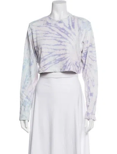Pre-owned Cotton Citizen Tie-dye Print Crew Neck Crop Top In White