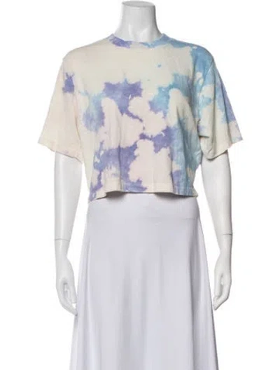Pre-owned Cotton Citizen Tie-dye Print Crew Neck Crop Top In White