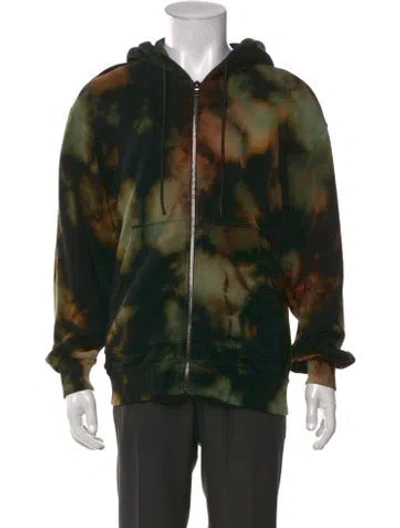 Pre-owned Cotton Citizen Tie-dye Print Crew Neck Hoodie In Black/green