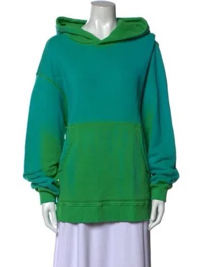 Pre-owned Cotton Citizen Tie-dye Print Crew Neck Hoodie In Green