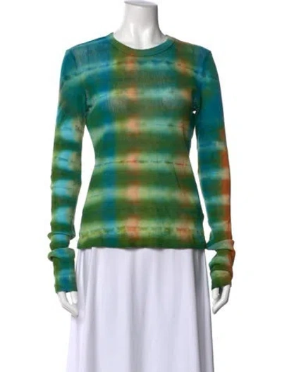 Pre-owned Cotton Citizen Tie-dye Print Crew Neck Top In Green
