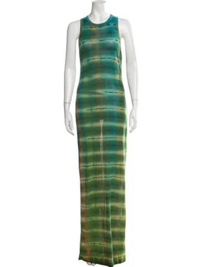 Pre-owned Cotton Citizen Tie-dye Print Long Dress In Green