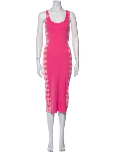 Pre-owned Cotton Citizen Tie-dye Print Long Dress In Pink