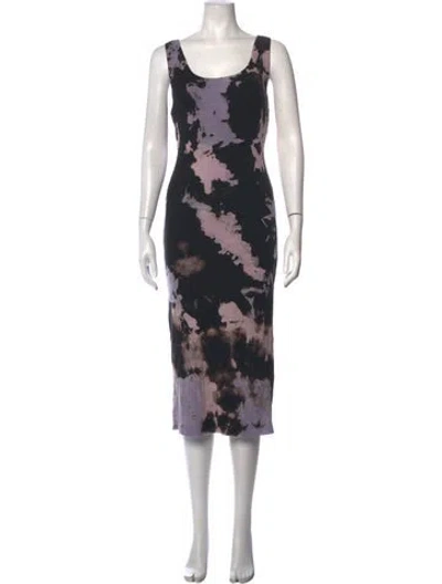 Pre-owned Cotton Citizen Tie-dye Print Midi Length Dress In Black